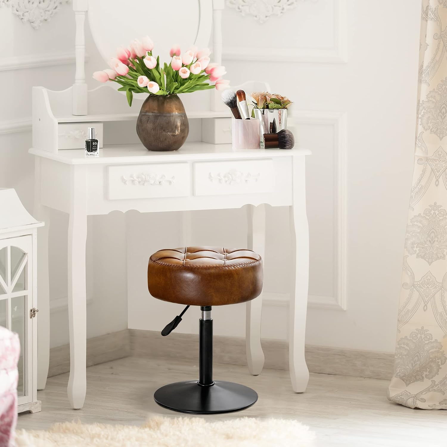 Leather Top Accent Stools