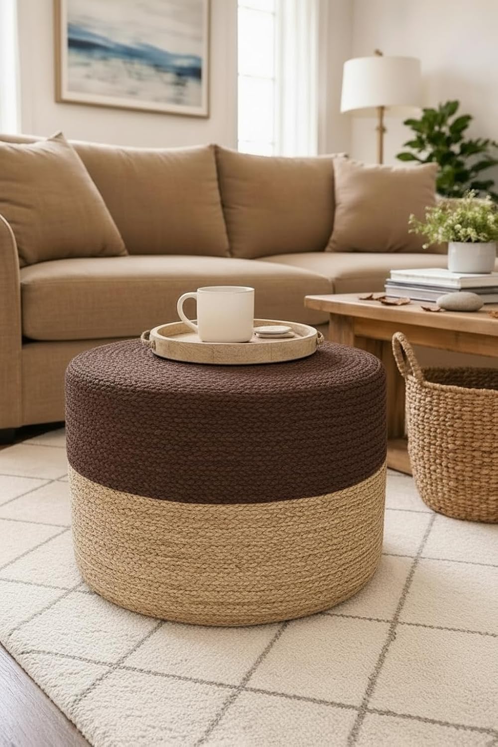 Rattan Cube Storage Ottomans