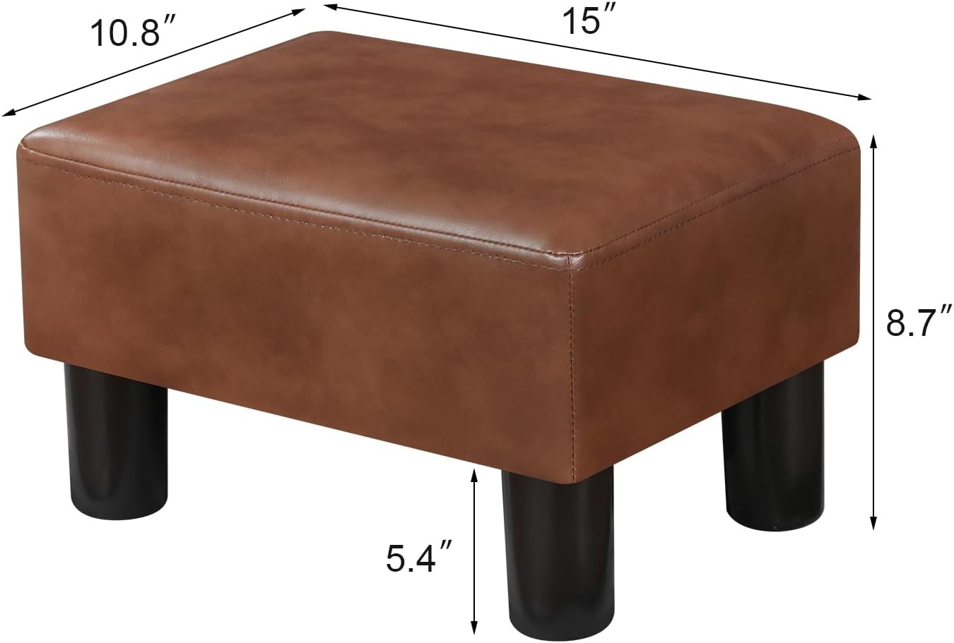 Gold Brown PU Leather Padded Ottoman Footrest