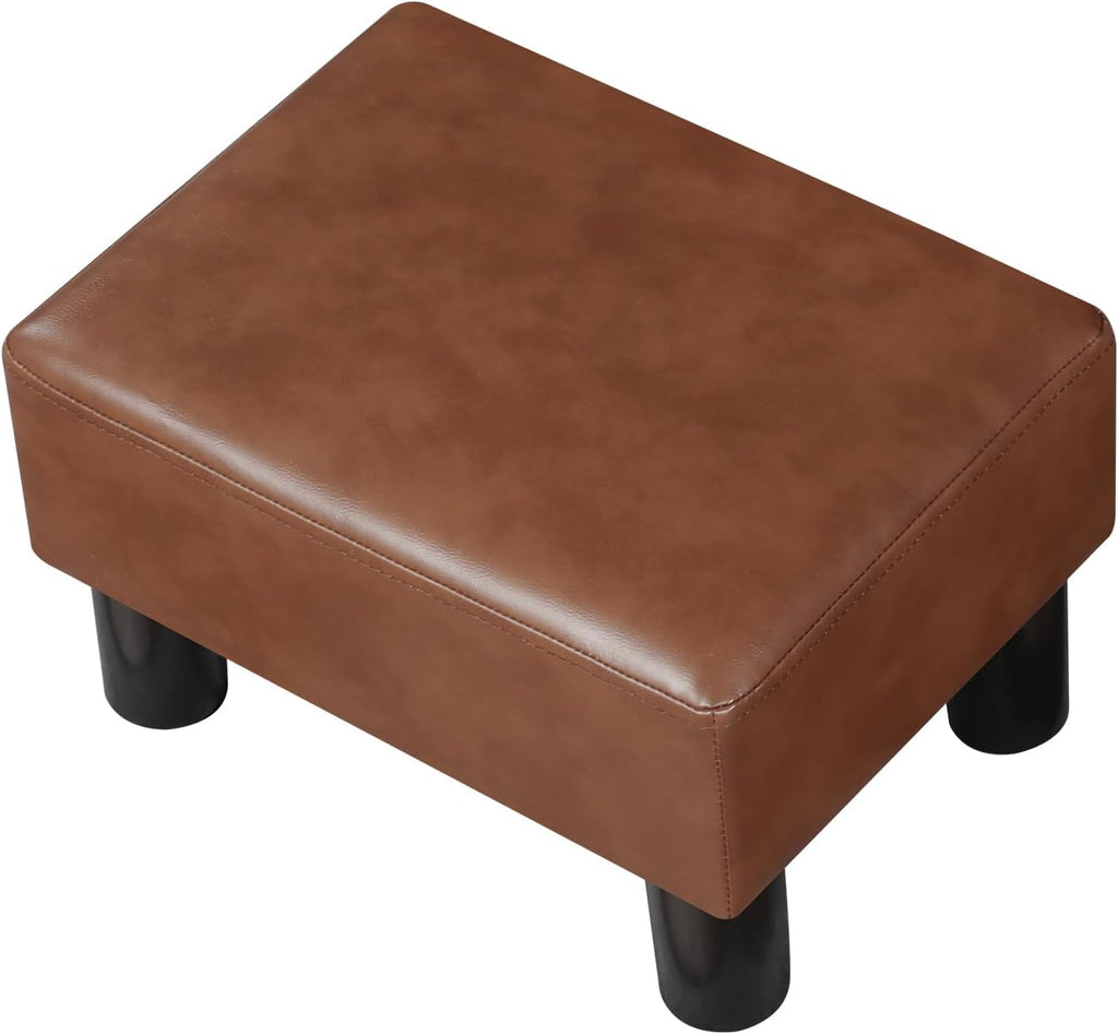 Gold Brown PU Leather Padded Ottoman Footrest