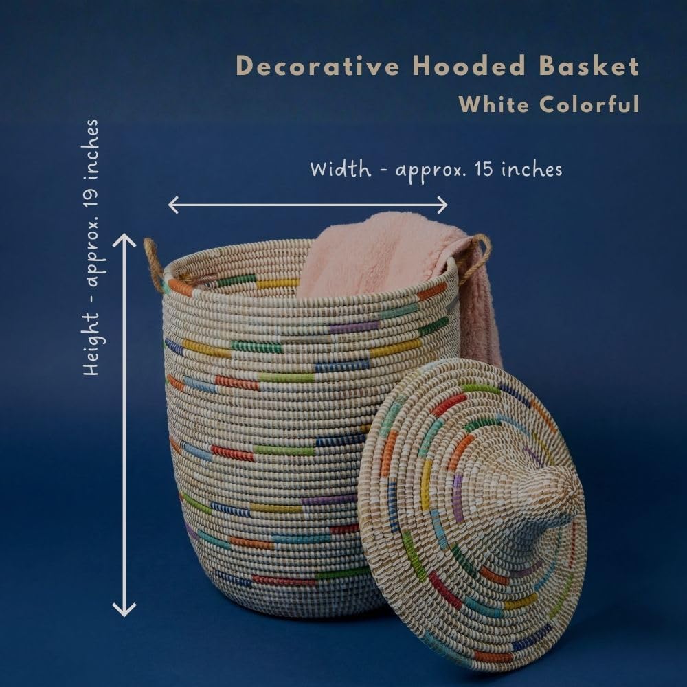 Colorful African Hooded Basket With Lid