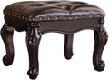 Dark Brown Microfiber Leather Wood Ottoman Footrest