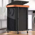 Black Wheeled Leather Patchwork 150L Laundry Hamper Cart