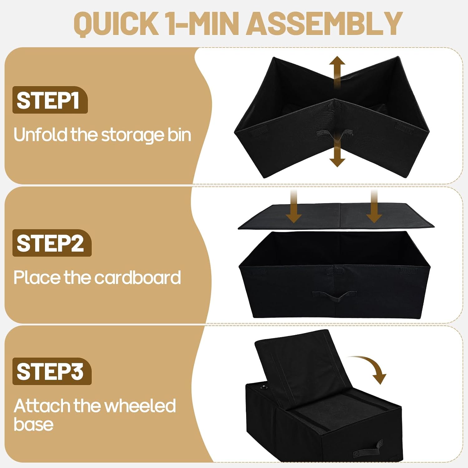 Black Wheeled Under Bed Storage Containers 2 Pack