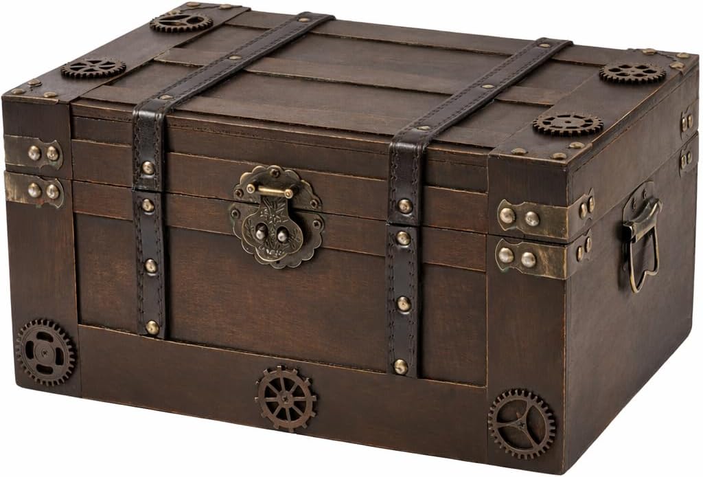Vintage Pirate Wooden Large Treasure Keepsake Chest