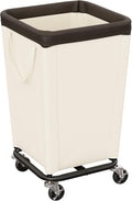 Beige Wheeled 160L Rolling Laundry Hamper Basket