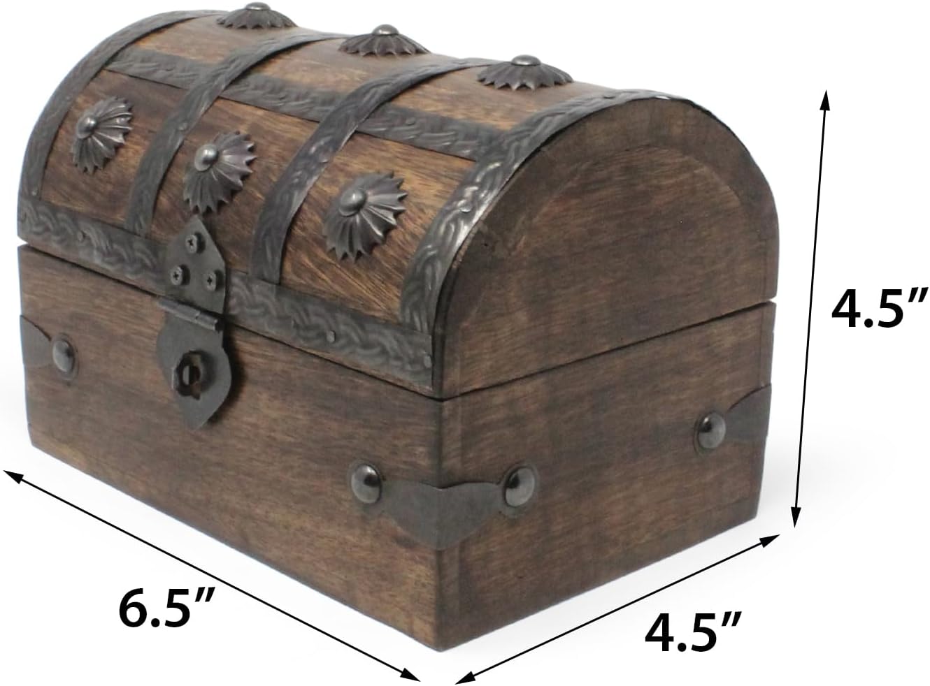 Rustic Vintage Wooden Pirate Treasure Storage Chest
