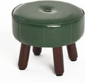 Green Round Faux Leather Non-Skid Ottoman Footrest