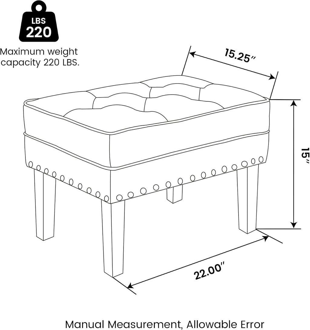 Vintage Tufted Faux Leather Square Ottoman Stools