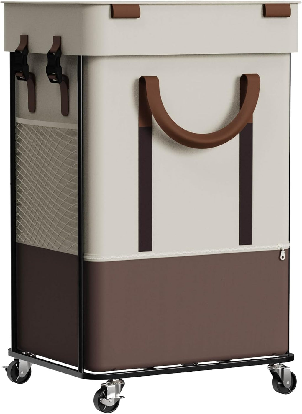 White 150L Wheeled Double Laundry Hamper With Lid