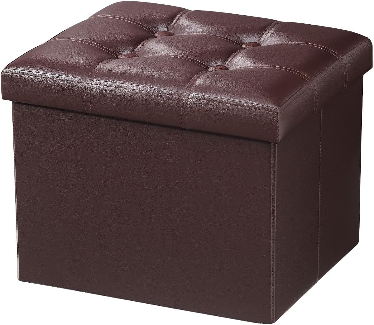 Brown Folding Leather Storage Ottoman Footrest