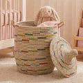 Colorful African Hooded Basket With Lid