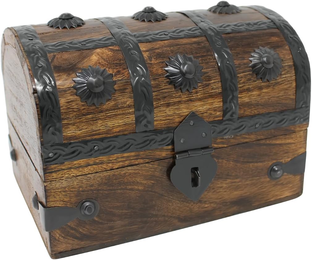 Rustic Vintage Wooden Pirate Treasure Storage Chest
