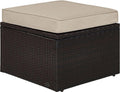 Brown Wicker Outdoor Ottoman Sand Cushions