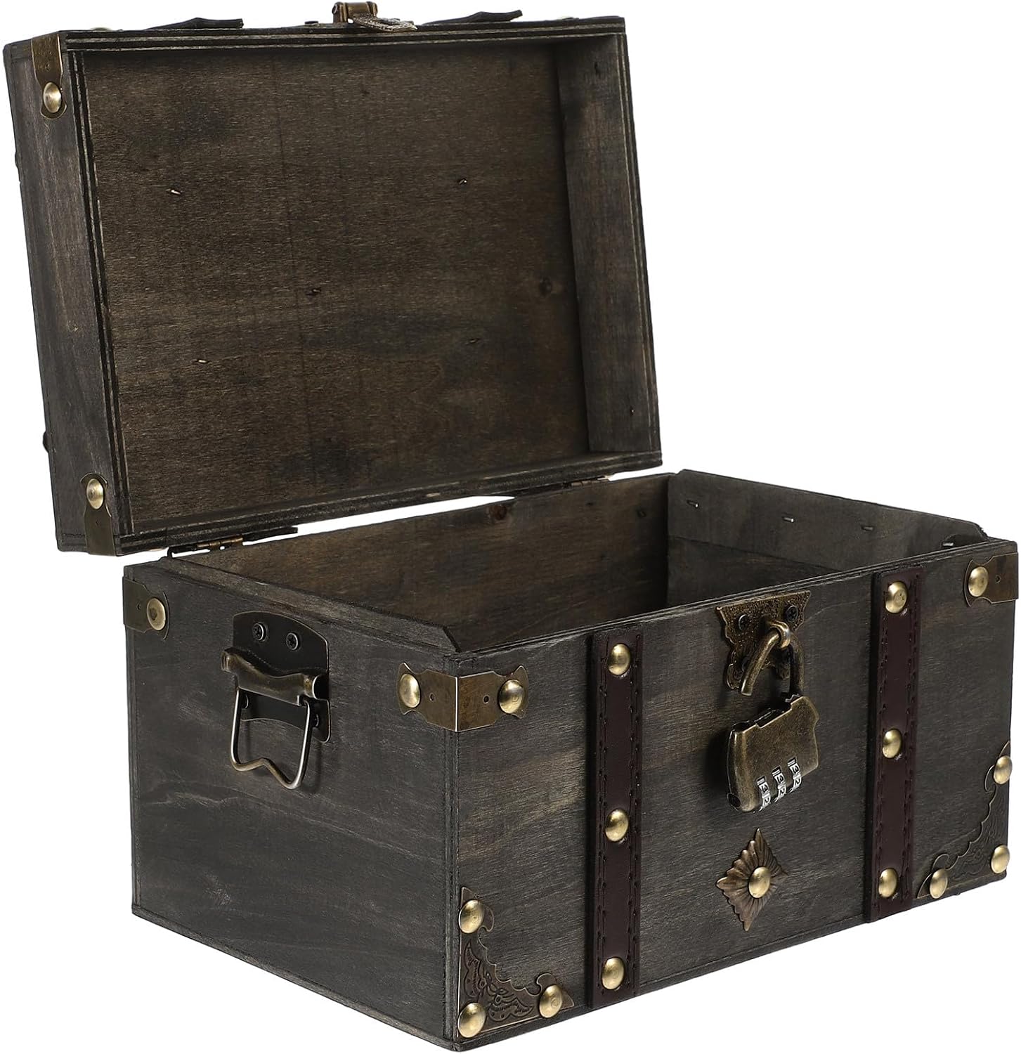 Lockable Wooden Pirate Treasure Jewelry Storage Chest