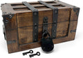 Handmade Wooden Treasure Chest Leather Iron Lock Storage Box