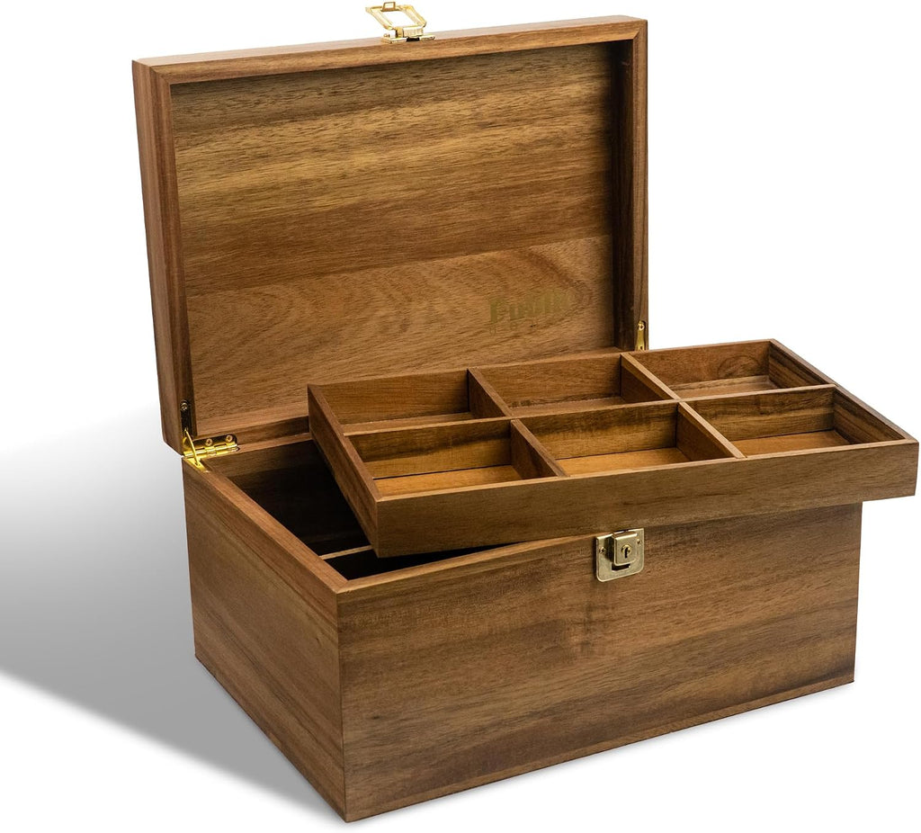 Lockable Wooden Memory Keepsake Box With Adjustable Tray