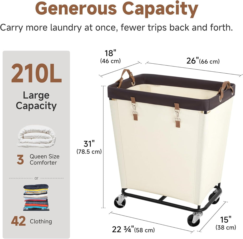 210L Wheeled Rolling Clothing Laundry Basket