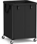 Black 170L Wheeled Steel Frame Laundry Hamper