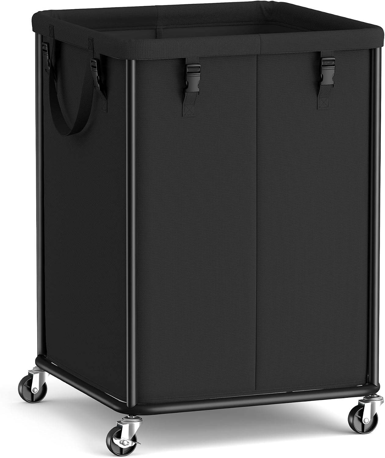 Black 170L Wheeled Steel Frame Laundry Hamper