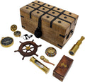 Handmade Wooden Pirate Chest Iron Lock Storage Box