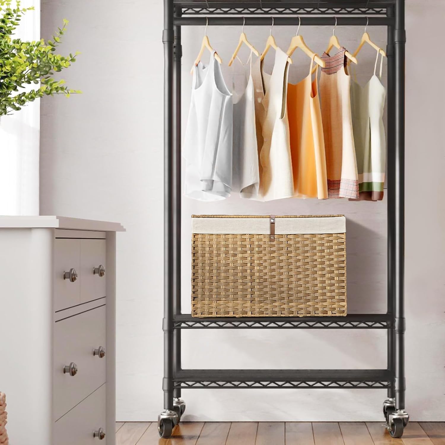 Natural Rattan Storage Basket With Lid 180L