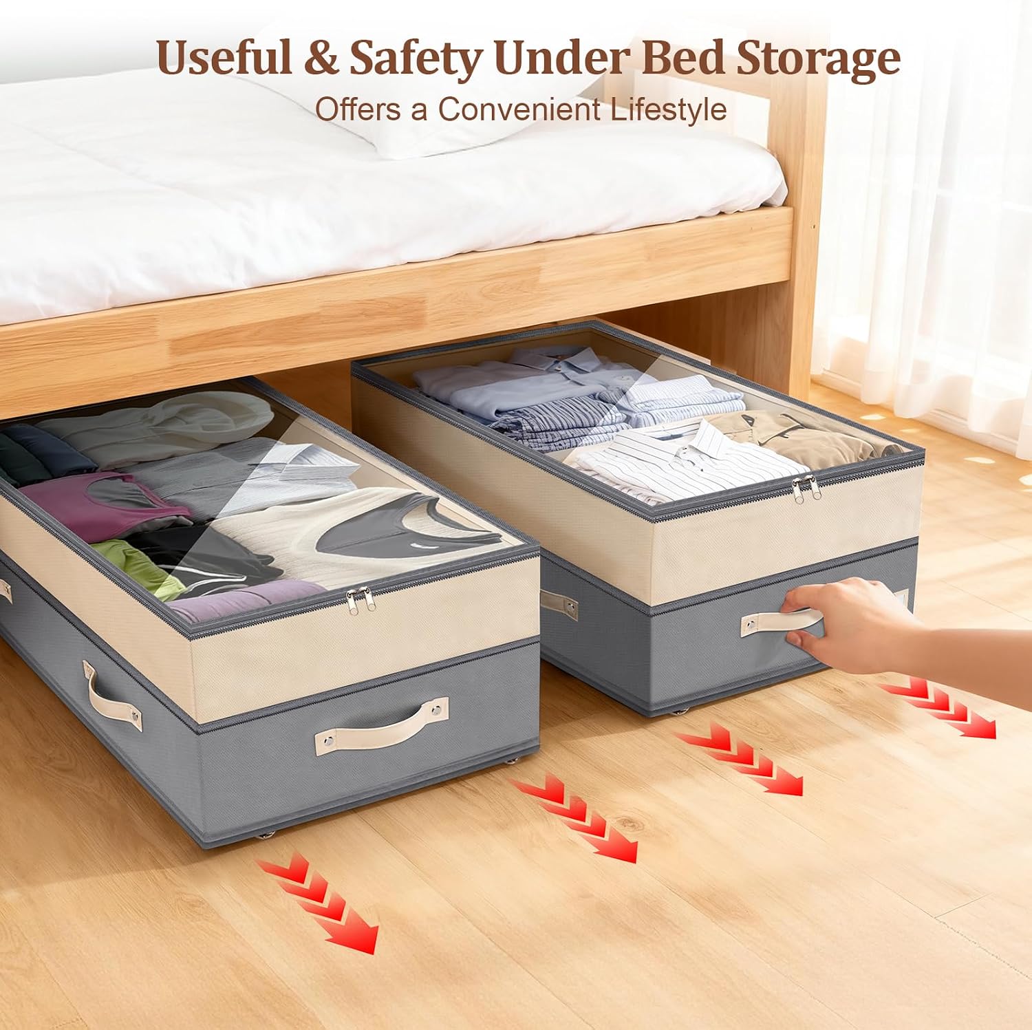 Adjustable Wheeled 92L Under Bed Storage Bins