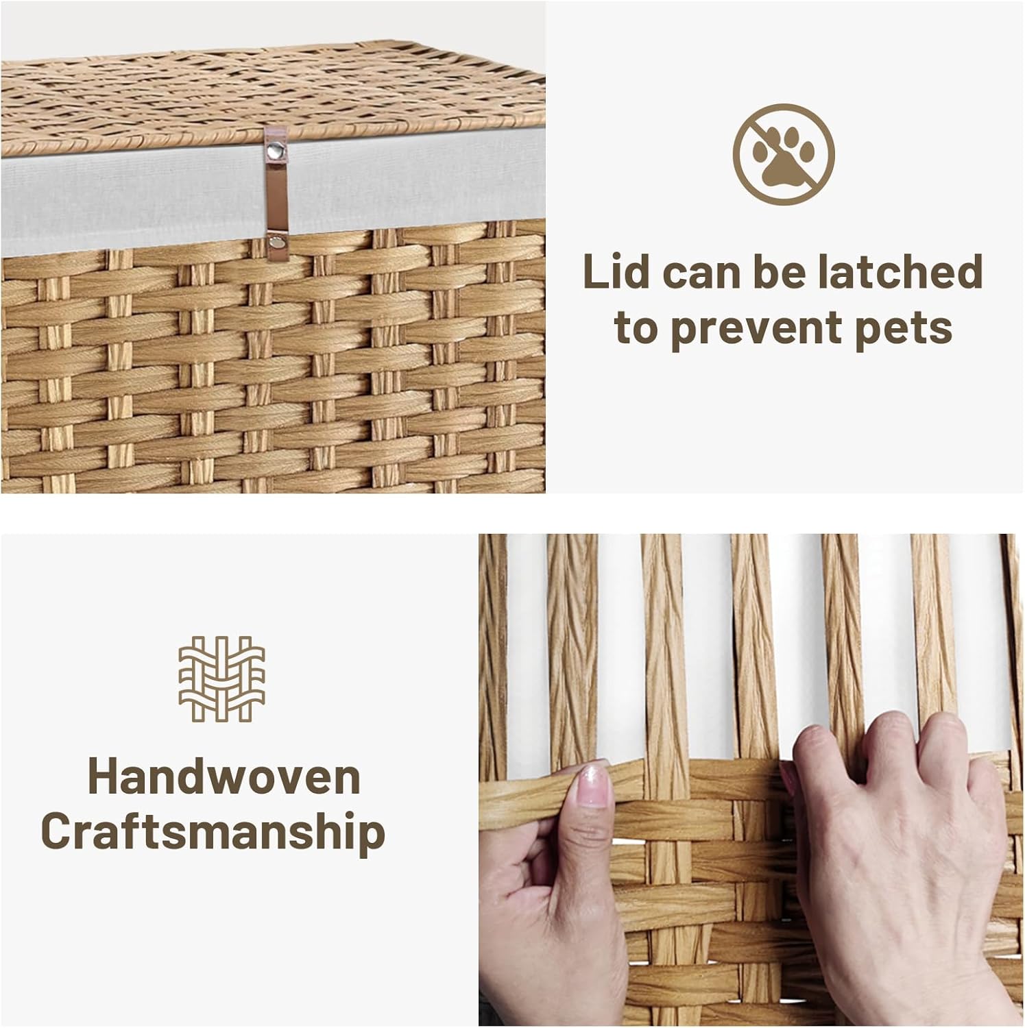 Natural Rattan Storage Basket With Lid 180L