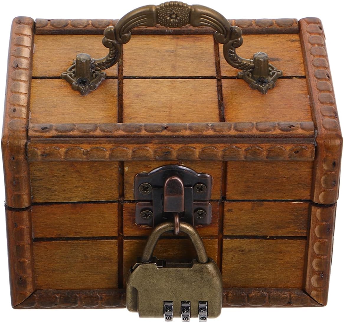 Mini Vintage Wooden Combination Lock Jewelry Storage Chest