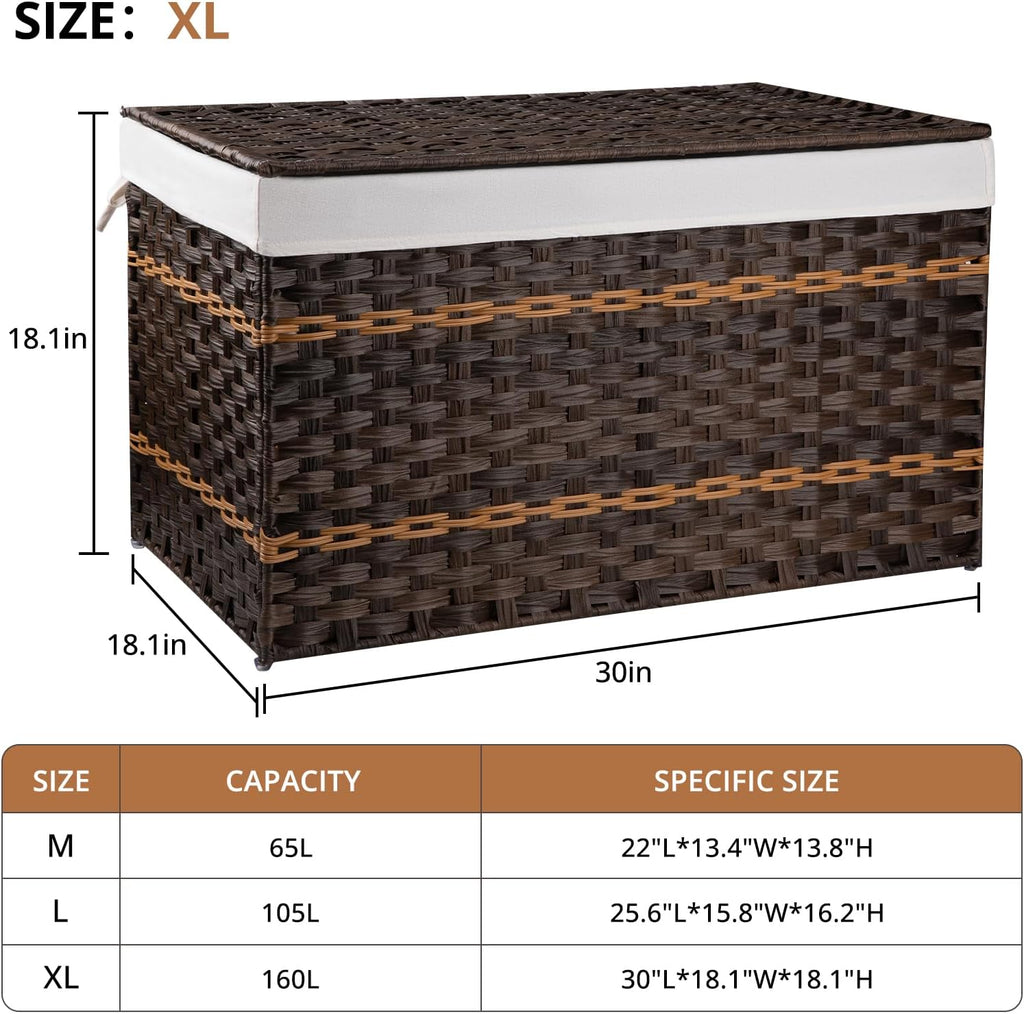 Brown Synthetic Wicker Storage Basket With Lid