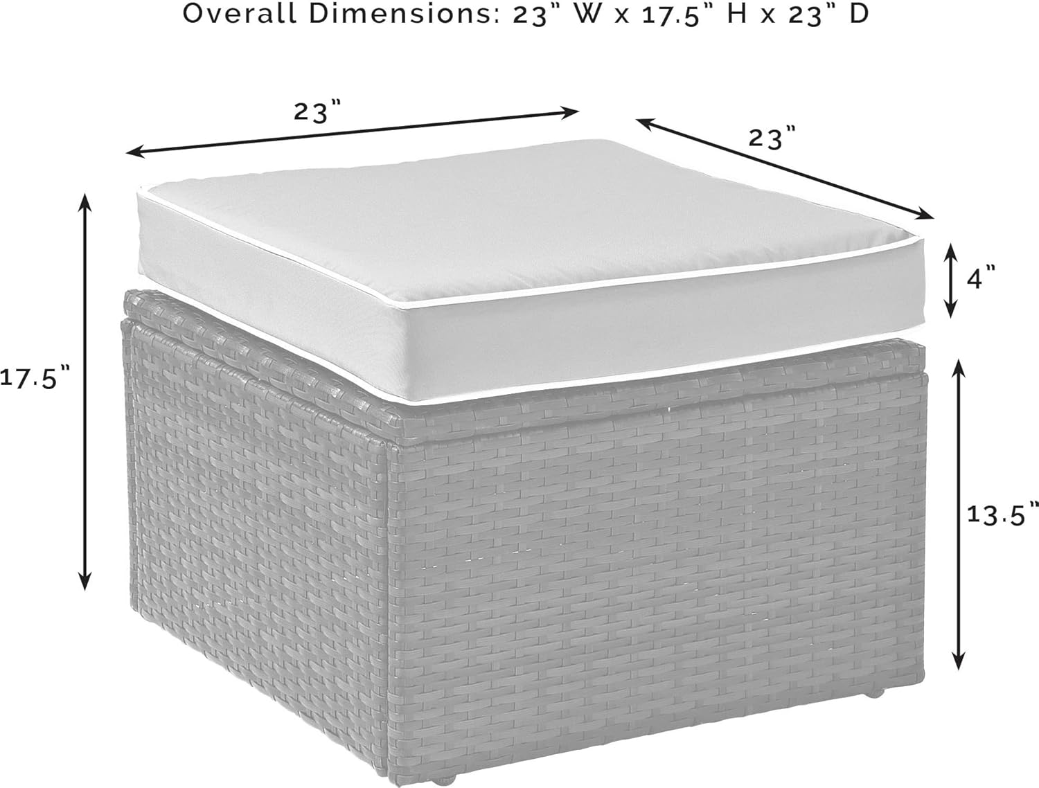 Brown Wicker Outdoor Ottoman Sand Cushions