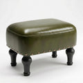 Green Leather Beechwood Storage Ottoman Footrest