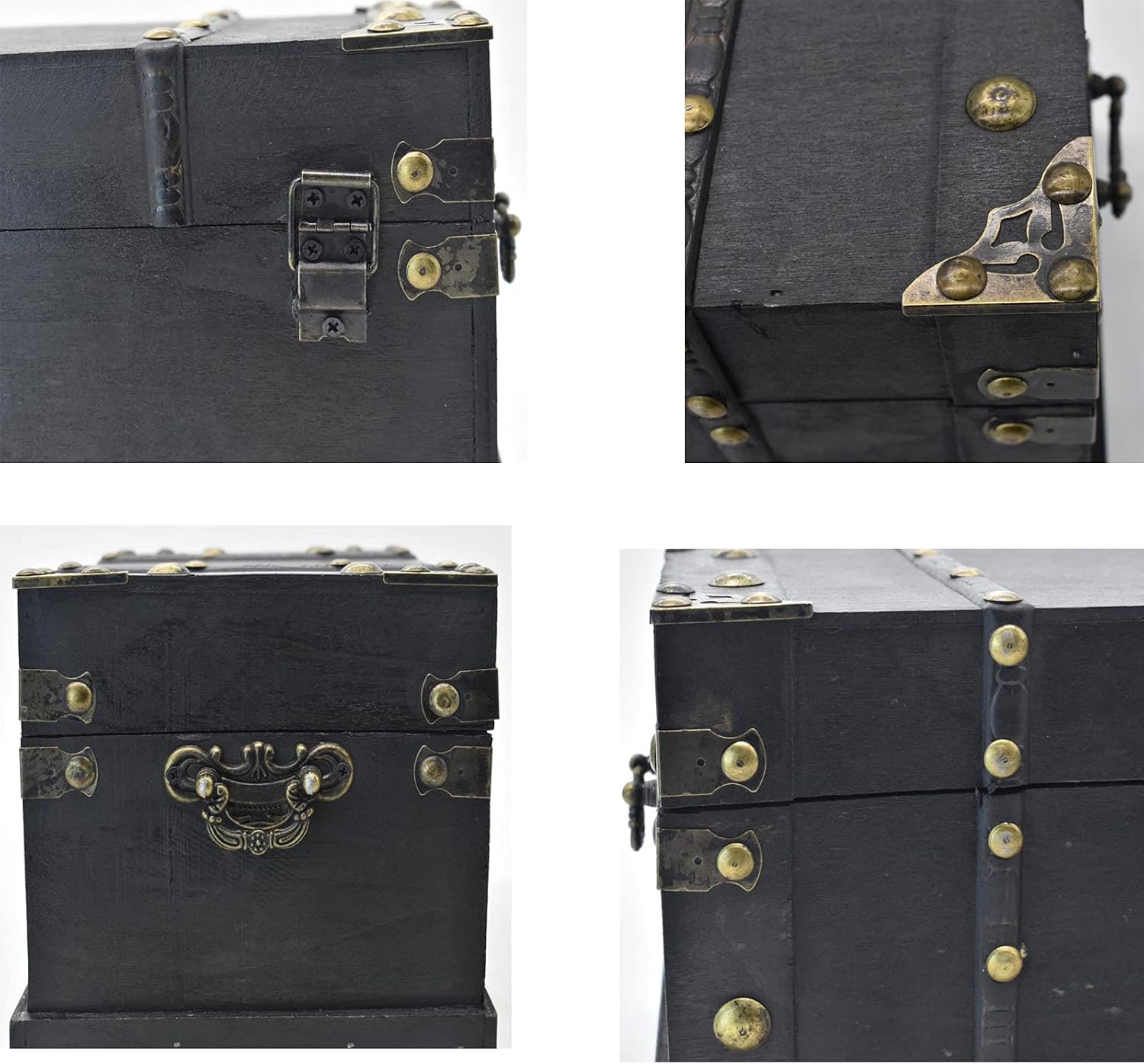 Vintage Lockable Antique Wooden Treasure Storage Chest
