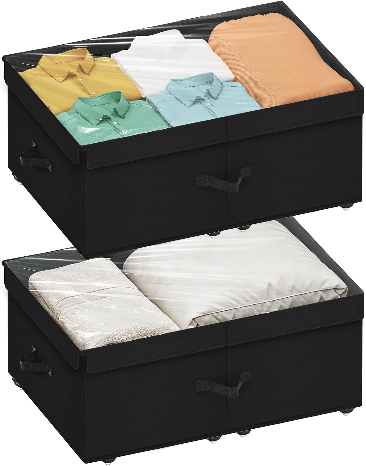 Black Wheeled Under Bed Storage Containers 2 Pack