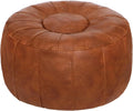 Light Brown Handmade Faux Leather Storage Pouf Ottoman