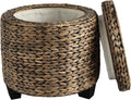 Brown Wash Water Hyacinth Storage Ottoman
