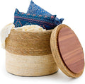 Boho Woven Straw Round Outdoor Pouf Ottoman