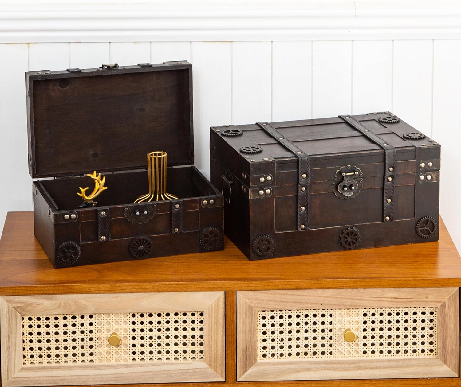 Vintage Pirate Wooden Large Treasure Keepsake Chest