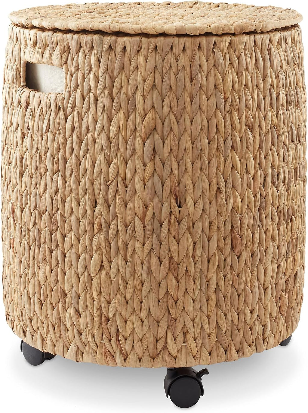 Natural Wheeled Round Water Hyacinth Storage Basket