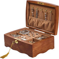 Brown Antique Lockable Wooden Jewelry Organizer Box