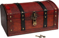Red Lockable Vintage Wooden Treasure Storage Chest