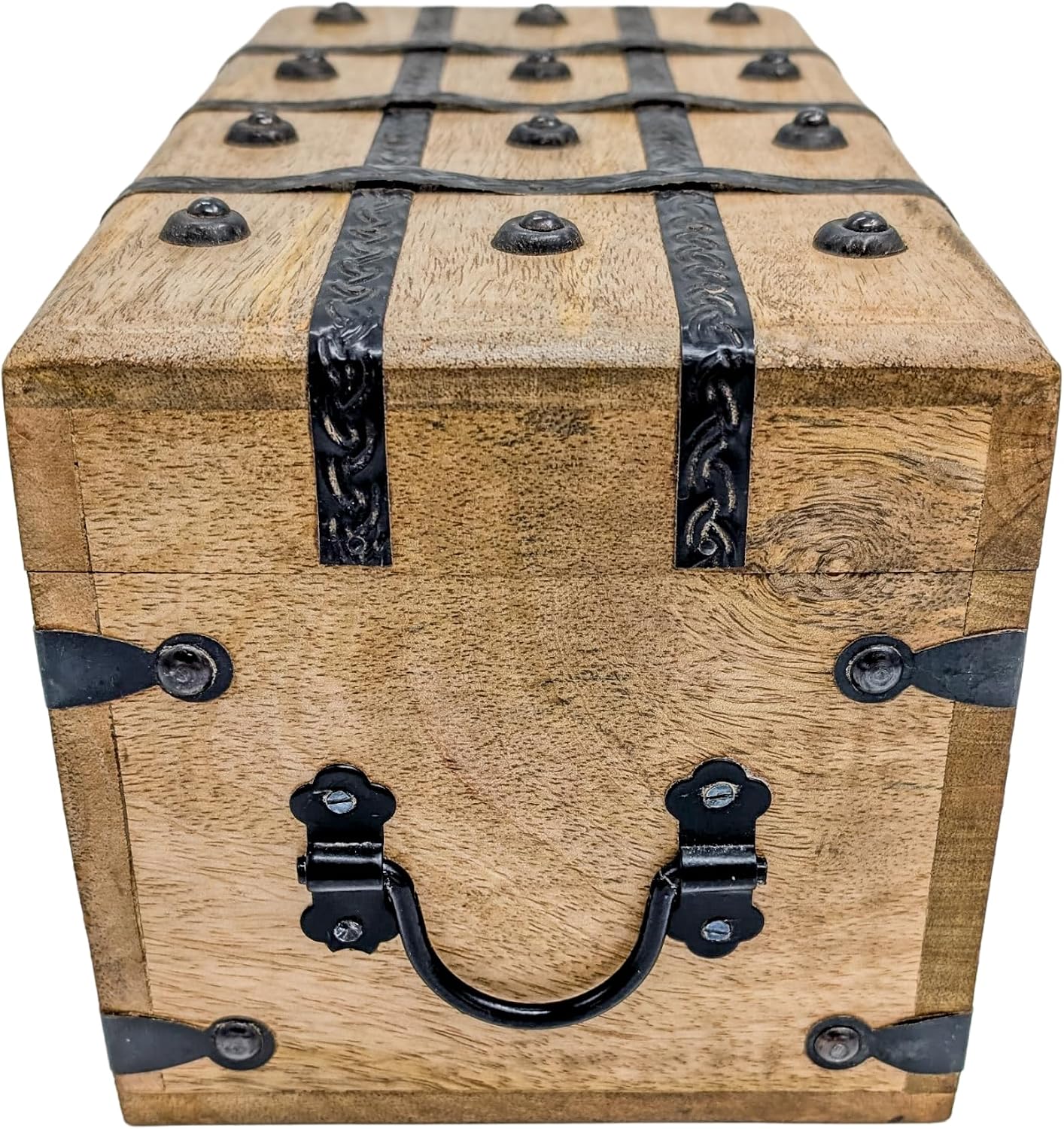 Handmade Wooden Pirate Chest Iron Lock Storage Box