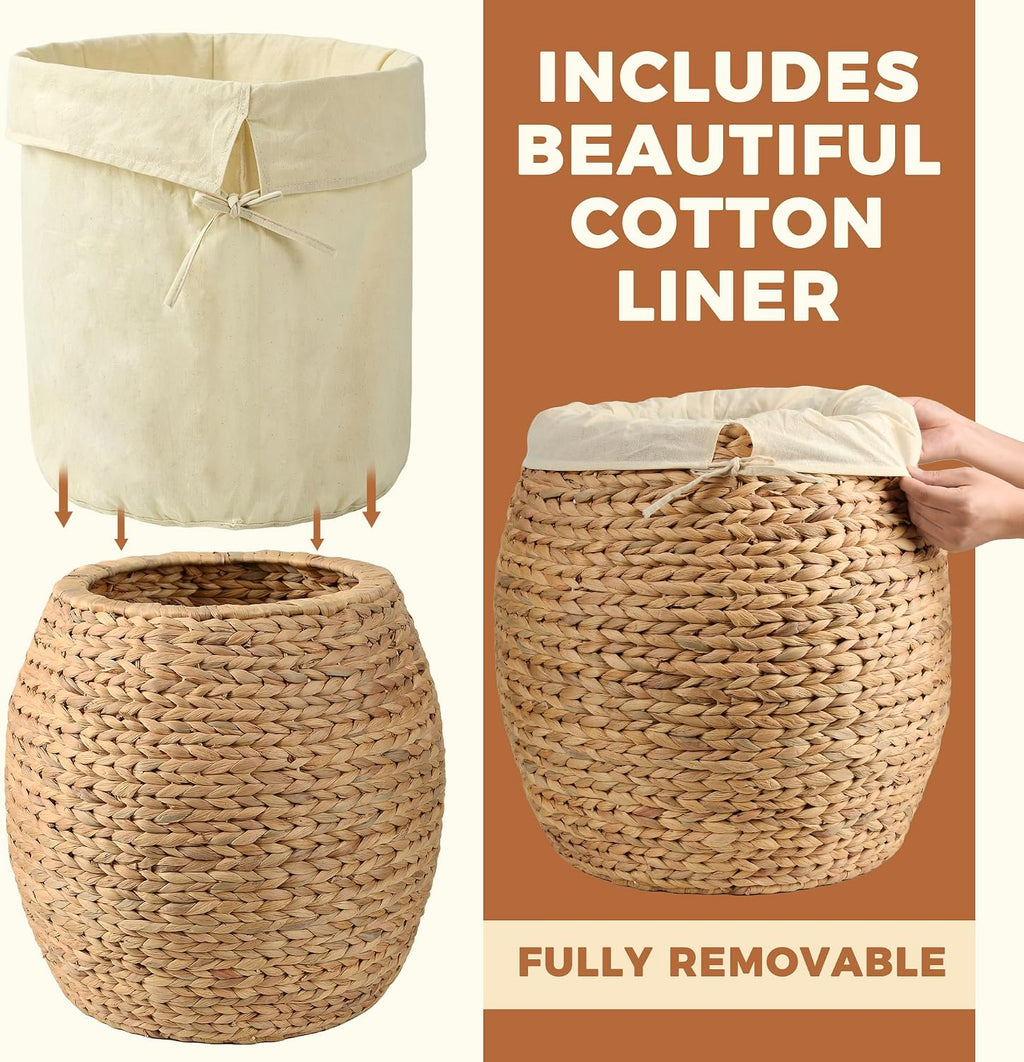 Round Water Hyacinth Storage Basket With Lid