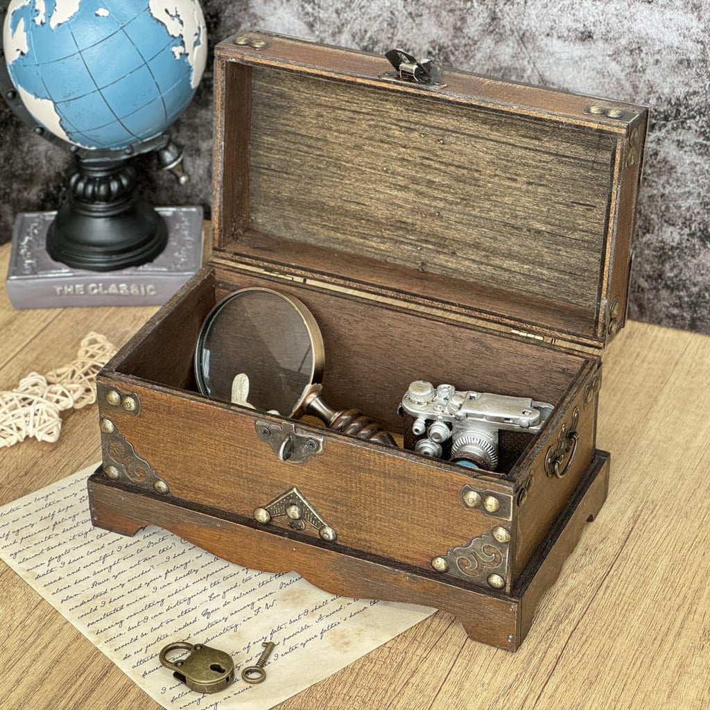 Lockable Wooden Pirate Treasure Storage Chest Box