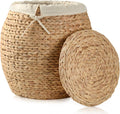 Round Water Hyacinth Storage Basket With Lid