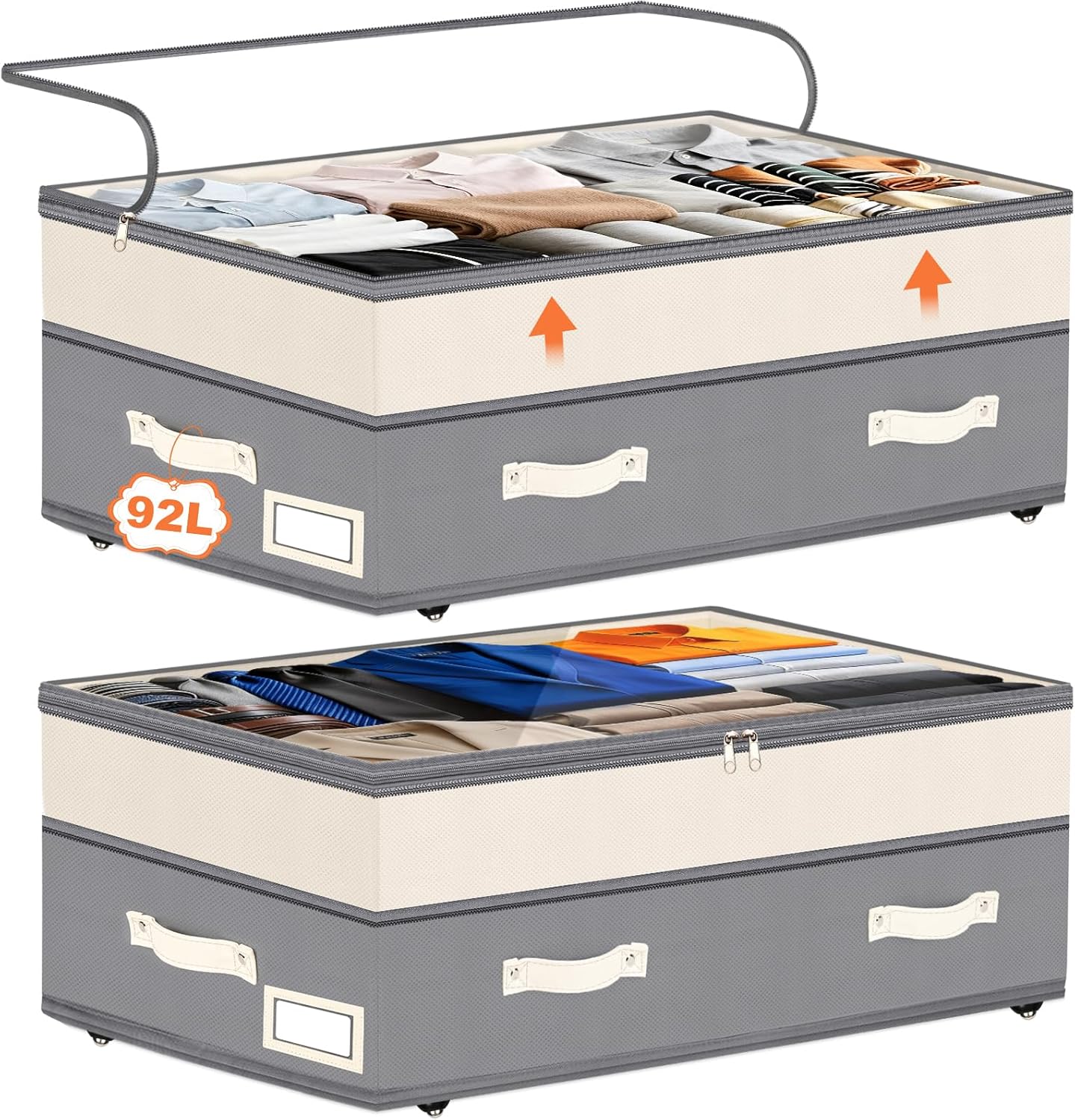 Adjustable Wheeled 92L Under Bed Storage Bins