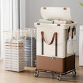 White 150L Wheeled Double Laundry Hamper With Lid
