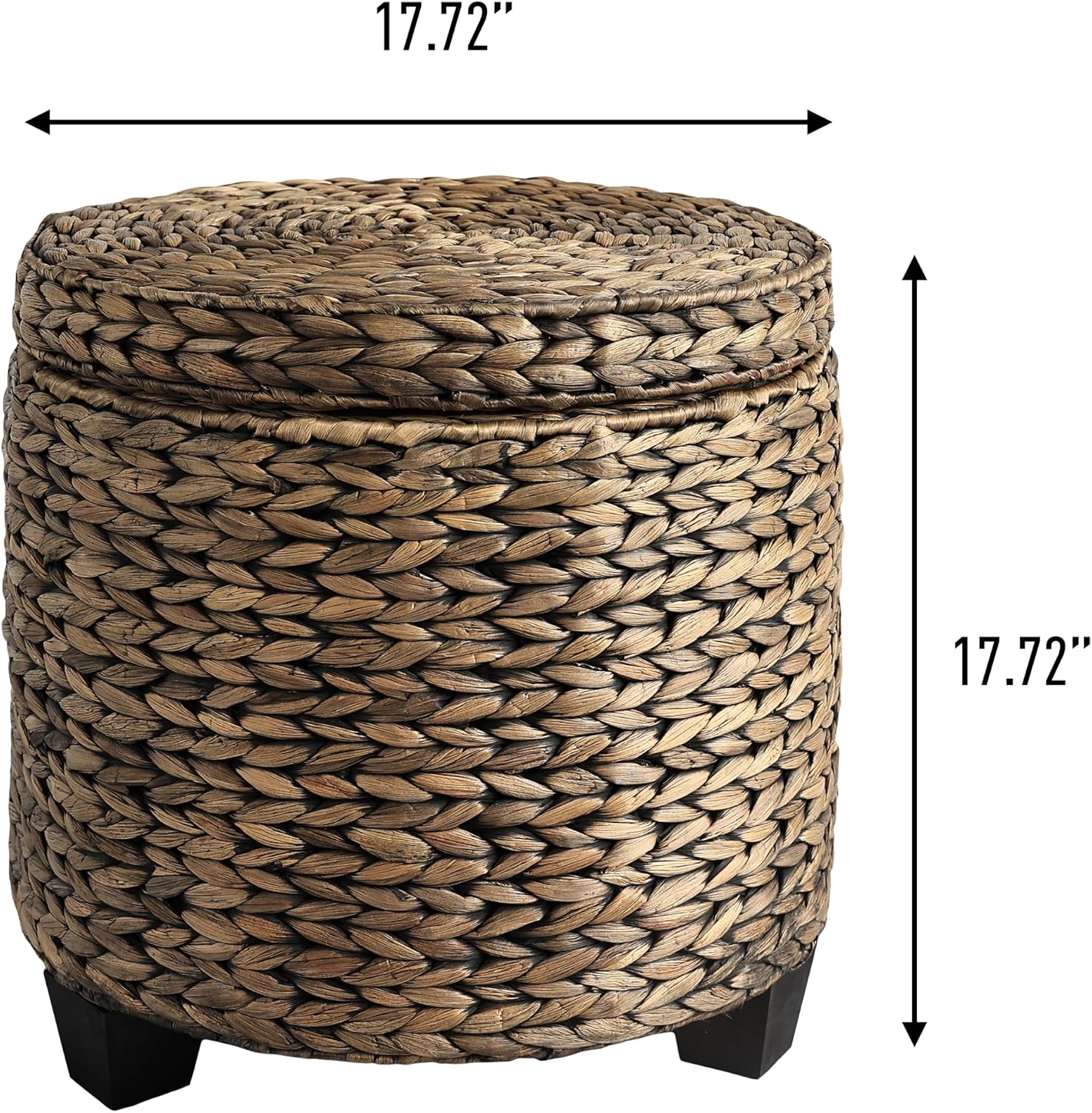 Brown Wash Water Hyacinth Storage Ottoman