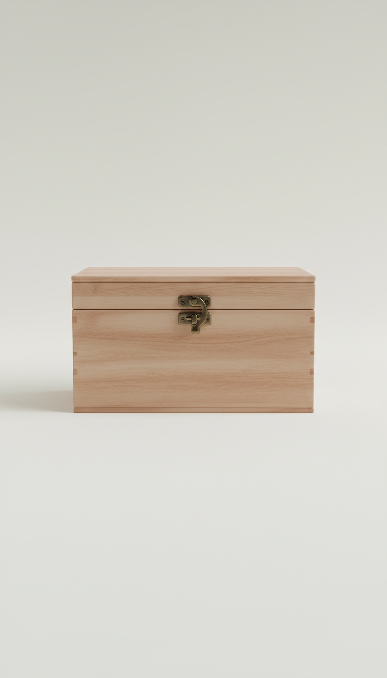 Lockable Wooden Storage Chest with Brass Latch