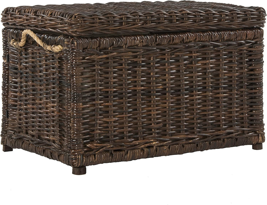 Collapsible Rattan Coastal Storage Trunk Brown